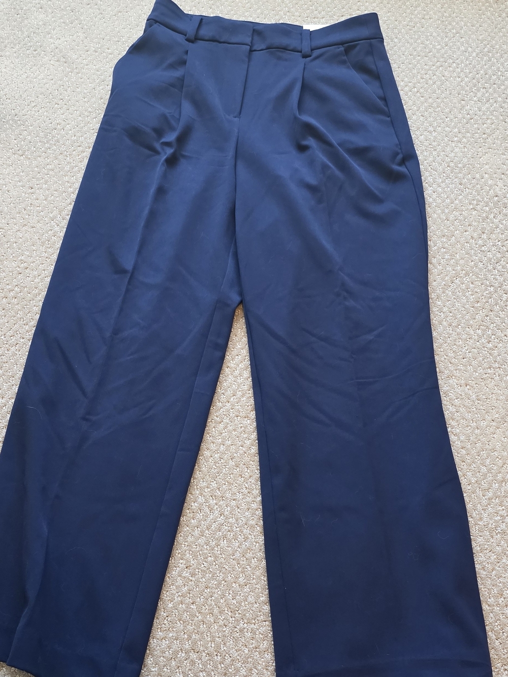 LOFT Peyton Dark Navy Wide-Leg High-Rise Trousers